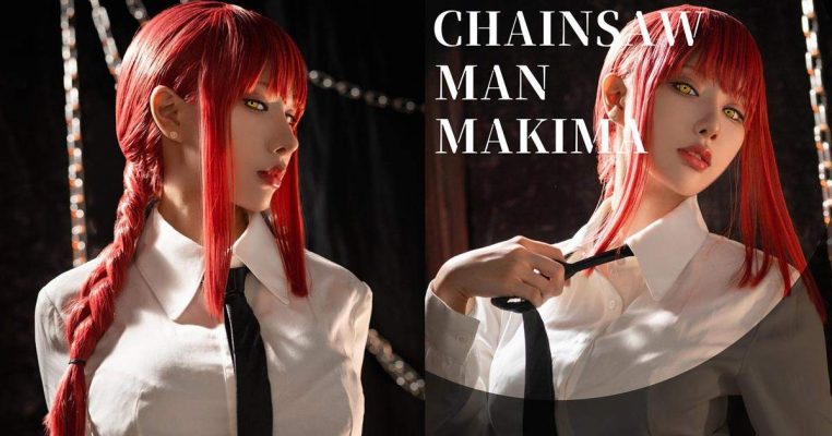 Hot Girl Cosplay Makima Chainsaw Man Khoe Vòng 1 Bung Cúc Áo