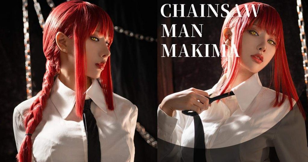 Hot Girl Cosplay Makima Chainsaw Man Khoe Vòng 1 Bung Cúc Áo