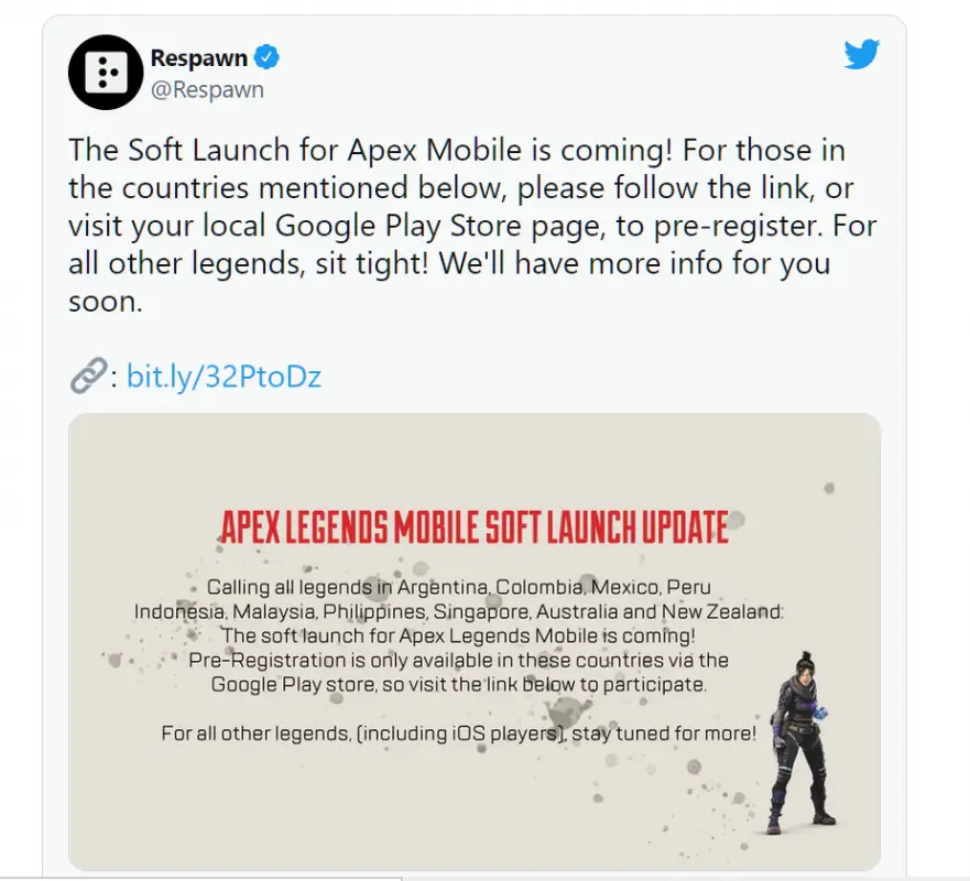 Thông báo từ ban điều hành Apex Legends Mobile.