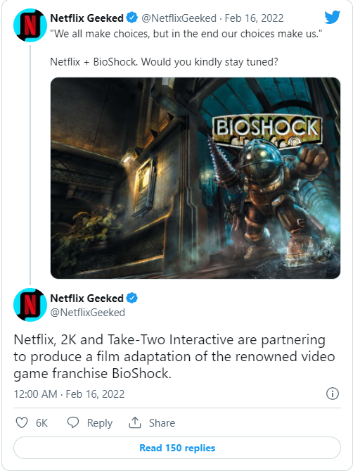 Một bộ phim BioShock đang được thực hiện bởi Netflix và Take-Two