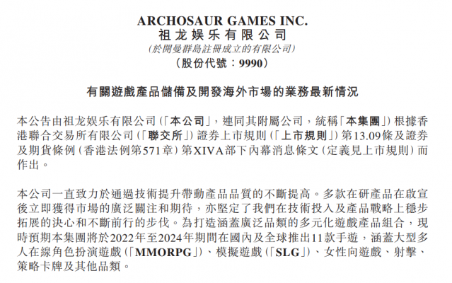 Archosaur Games thông tin về việc mở rộng sản phẩm phát hành trong năm 2022 lên 4 sản phẩm.