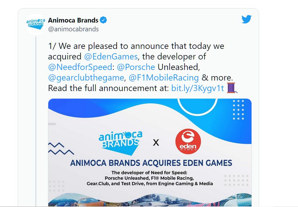 Animoca Brands mua lại Eden Games.