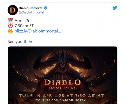 Diablo Immortal sẽ cung cấp thêm thông tin mới vào ngày 25/04, có thể là thời gian Open Beta.