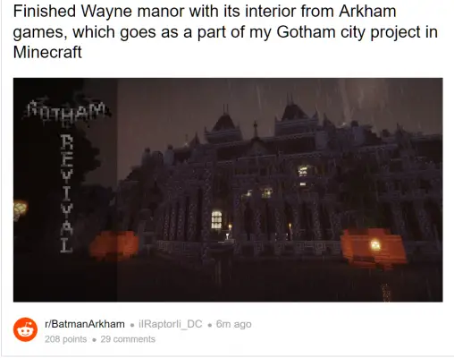 Sản phẩm thiết kế Gotham City trong Batman bằng Minecraft.