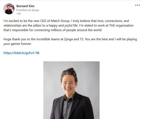 Cựu CEO Zynga Bernard Kim chia sẻ việc ra đi.