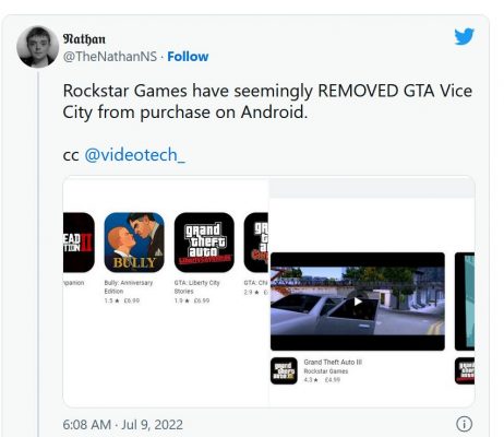 GTA Vice City bị xóa khởi CH Play.