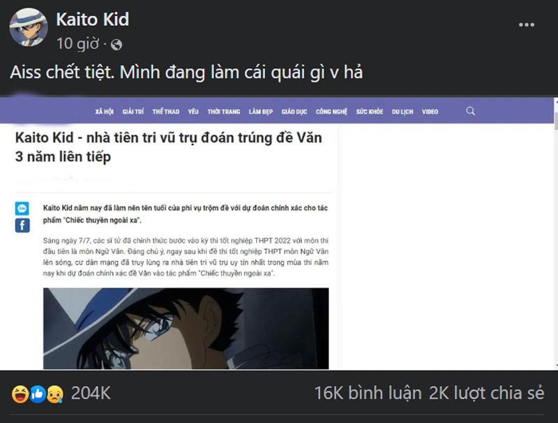 Kaito Kid là từ khóa được tìm kiếm nhiều nhất Twitter 5