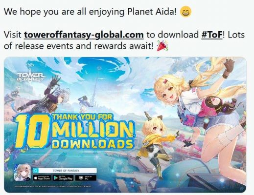 Tower of Fantasy có 10 triệu downloas sau 11 ngày.