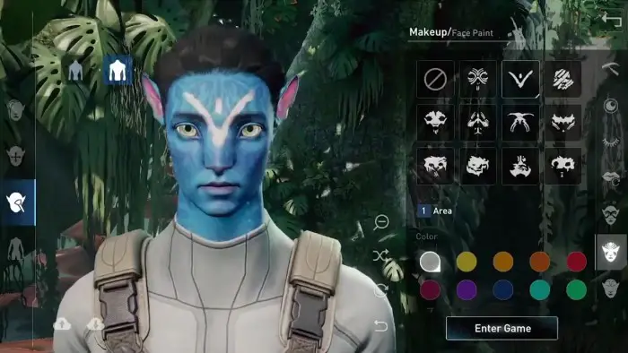 Giao diện tạo hình nhân vật trong Avatar Reckoning Mobile.