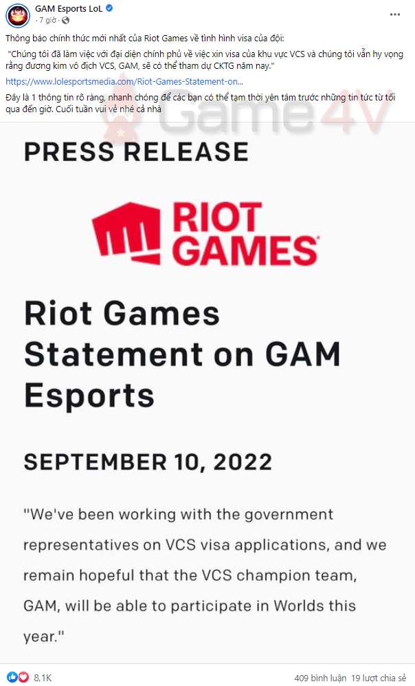 GAM Esports chưa có kết quả Visa chính thức nhưng game thủ quốc tế đã đòi ‘chia slot’ cho LCS, LEC và LPL
