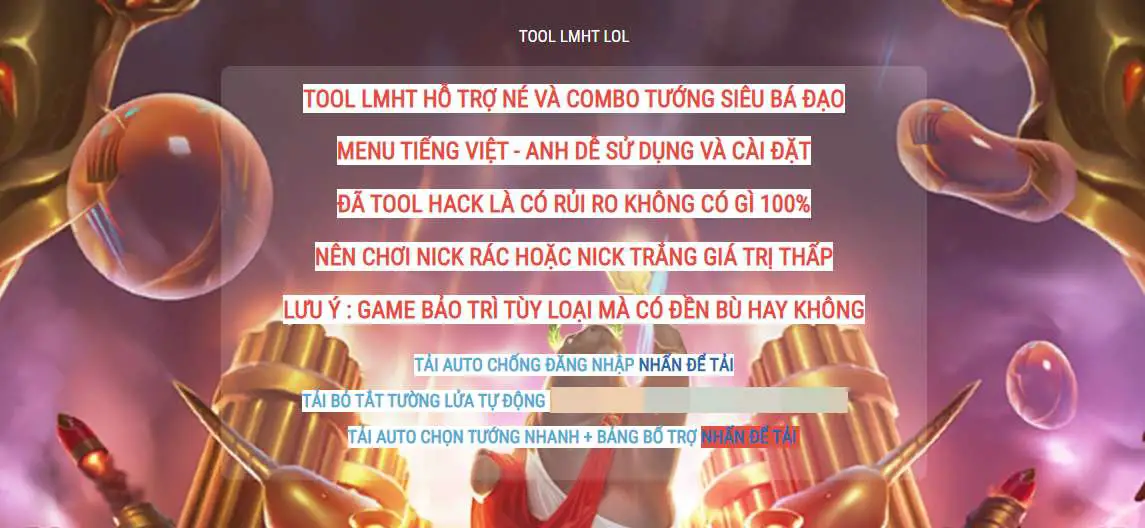 Tool hack được quảng bá công khai trên rất nhiều diễn đàn LMHT Việt Nam.