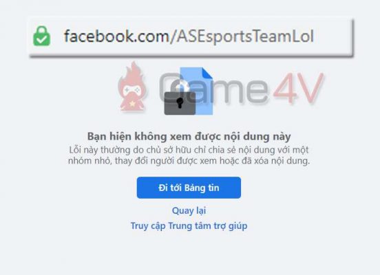 Fanpage của ASE không thể truy cập suốt những ngày vừa qua.