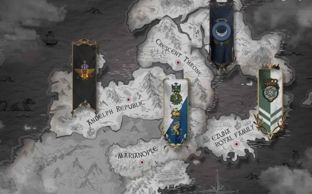 Bản đồ phân bố các vương quốc trong ArcheAge War.