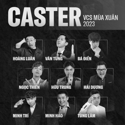 Caster VCS Mùa Xuân 2023 bao gồm 9 cái tên được ban tổ chức hé lộ.