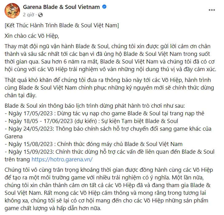 Bom tấn MMO Blade & Soul chính thức ngừng phát hành tại Việt Nam sau nhiều năm ‘lay lắt’