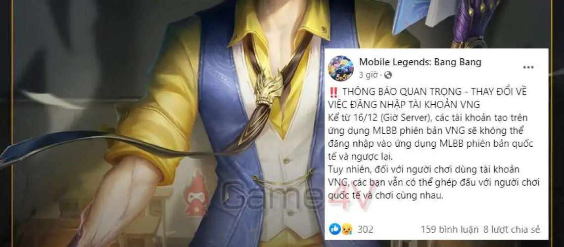Thông báo từ fanpage Facebook chính chủ của Mobile Legends: Bang Bang tại Việt Nam.